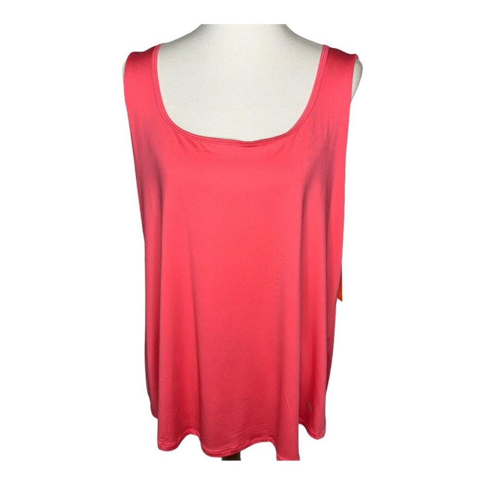 Adrienne Vittadini Sport Cut Out Back Tank Top Size 2X Pink Sleeveless